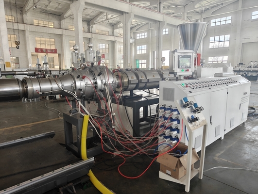 Corrugated Double Strands Plastic Pipe Extruder Production Line High Efficiency