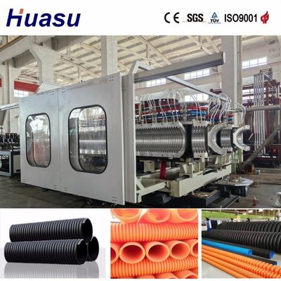 Double Station Double wall corrugated Pipe Extrusion Line for PVC/PE Drainage Pipes