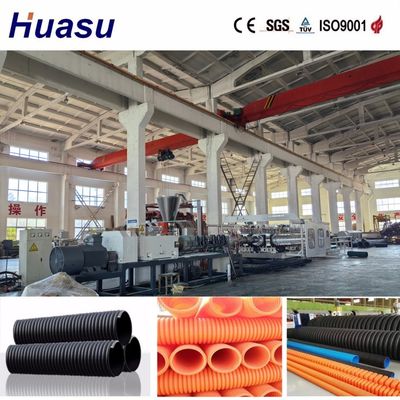 Automatic HDPE Pipe Making Machine with Water And Air Cooling System and Online Belling for Double Wall Corrugated Pipe Extrusion Line