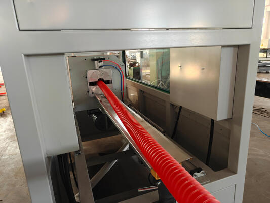 Double Wall Corrugated Pipe Extrusion Line with Pressure Water Cooling Continuously, Siemens Brand Electrical Parts, and 100kg/h - 2000kg/h Production Capacity