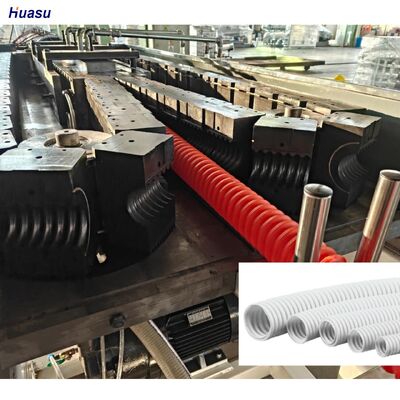PLC Control Single Wall Corrugated Pipe Extrusion Line Incorporating HDPE and Rotary Mold Type Corrugator for Pipe Production