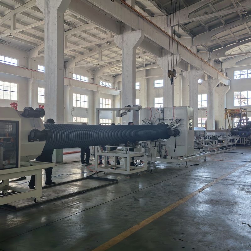 Durable Double Wall Corrugated Pipe Extrusion Line with Full Intermeshing Engagement System and Single-Screw Design for 250-1000kg/h Capacity