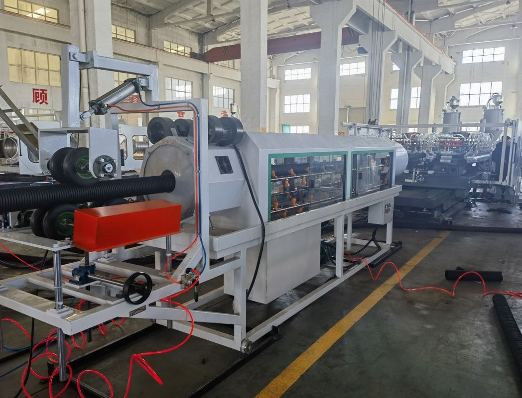 Double Screw Double Wall Corrugated Pipe Extrusion Line With Vacuum Forming And 20CrMnTi Gear Material