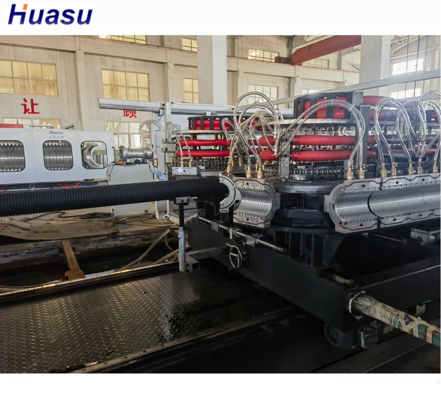 Double Screw Double Wall Corrugated Pipe Extrusion Line With Vacuum Forming And 20CrMnTi Gear Material