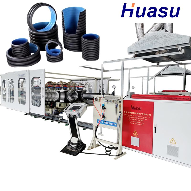 Single Screw Design Double Wall Corrugated Pipe Extrusion Line With Temperature Controller And Sensor