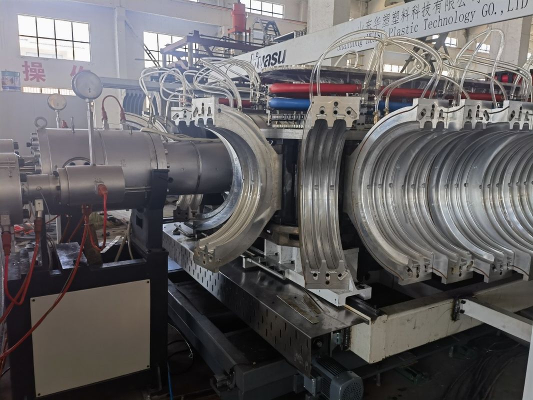 Siemens Inverter Double Wall Corrugated Pipe Extrusion Line With Hardness Of Barrel HV 940 And 38crmoaia Screw
