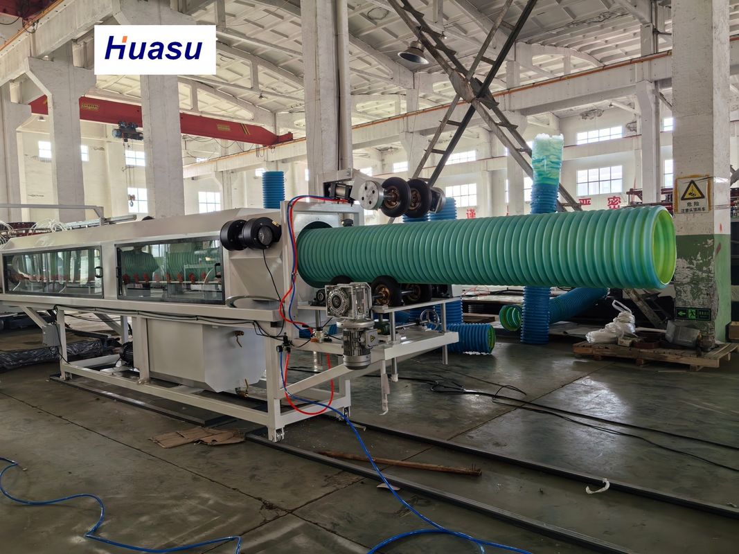 Water Cooling DWC Pipe Extrusion Line for PE PVC MPP Material with 32-1600mm Cutting Diameter