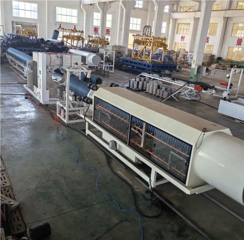 PE PP PVC Double Wall Corrugated Pipe Extrusion Line 380V Customizable