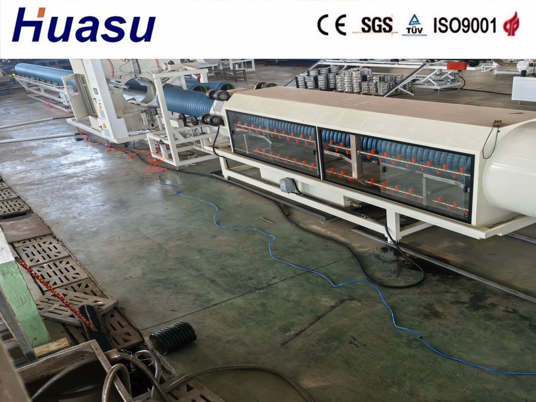 Air Cooling And Water Cooling Double Wall Corrugated Pipe Extrusion Line With Single Screw Extruder