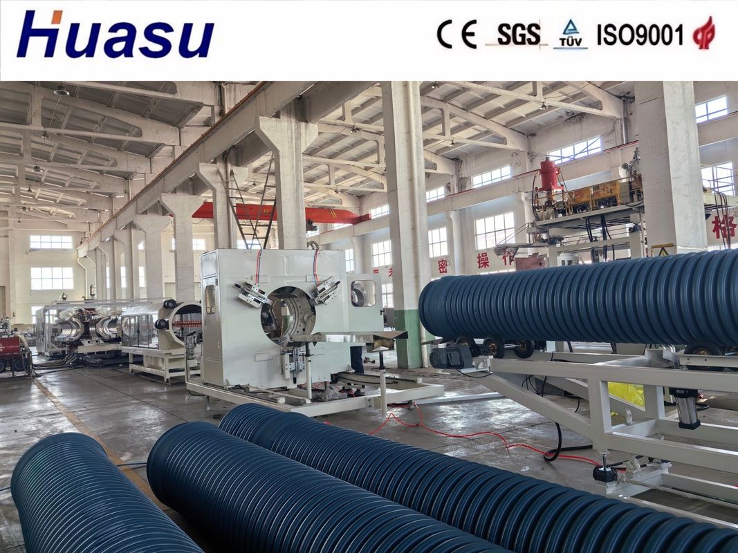 Air Cooling And Water Cooling Double Wall Corrugated Pipe Extrusion Line With Single Screw Extruder