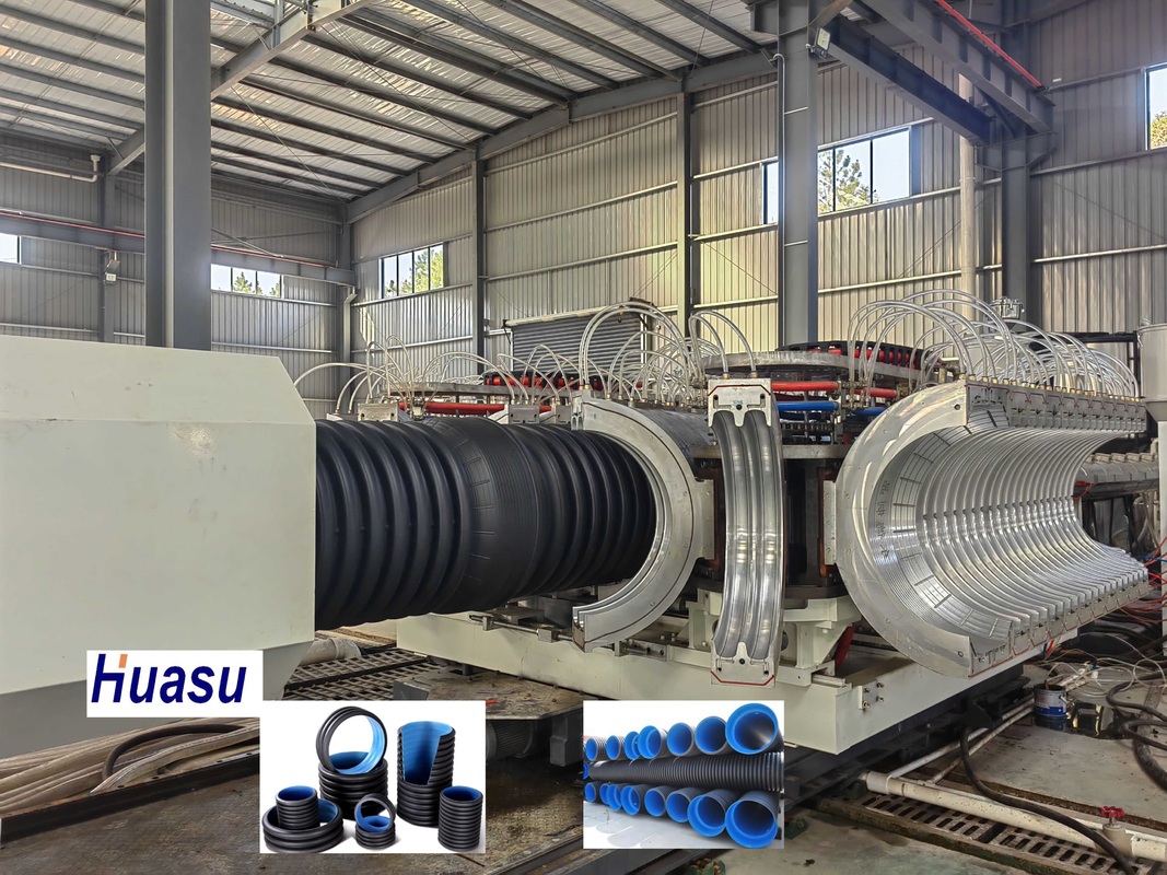 Aluminium Alloy Mould Double Wall Corrugated Pipe Extrusion Line for High Speed Production of ID30-ID1500mm Pipes with 33:1 Screw Ratio