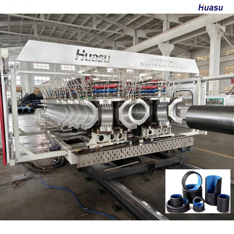 Double Wall Corrugated Pipe Extrusion Line with HDPE PVC Model 6m or Customized Pipe Length and Water Cooling