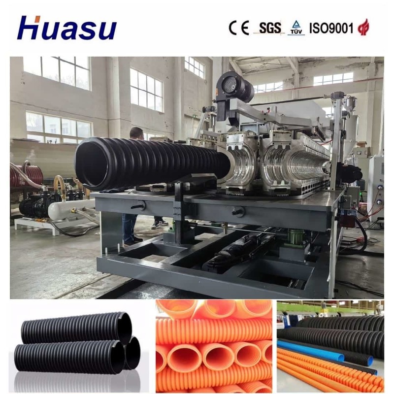 Corrugated Pipe Production Equipment with Online Belling Technology Siemens PLC System and Closed Molding Machine