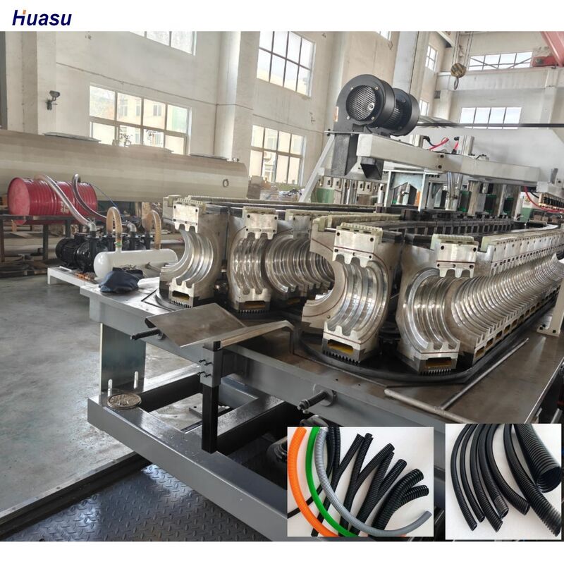 Water Cooling Double Wall Corrugated Pipe Extrusion Line with 48 Mould Quantity and Barrel Hardness HV940