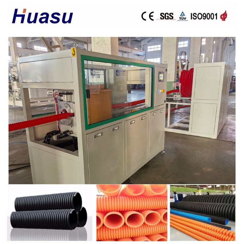 Single Screw Extruder Cable Protection Pipe Extrusion Line with PLC Control and Air and Water Cooling for PE PVC MPP PA HDPE Pipes