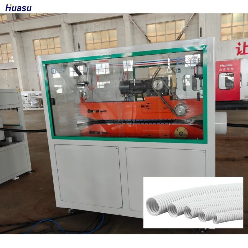 PLC Control Single Wall Corrugated Pipe Extrusion Line Incorporating HDPE and Rotary Mold Type Corrugator for Pipe Production