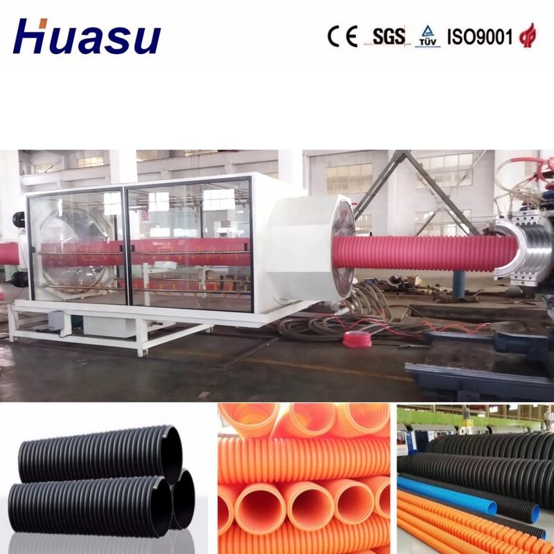 PLC Controlled Double Wall Corrugated Pipe Extrusion Line for 32mm-1600mm Pipes with 100-3000kg/h Capacity