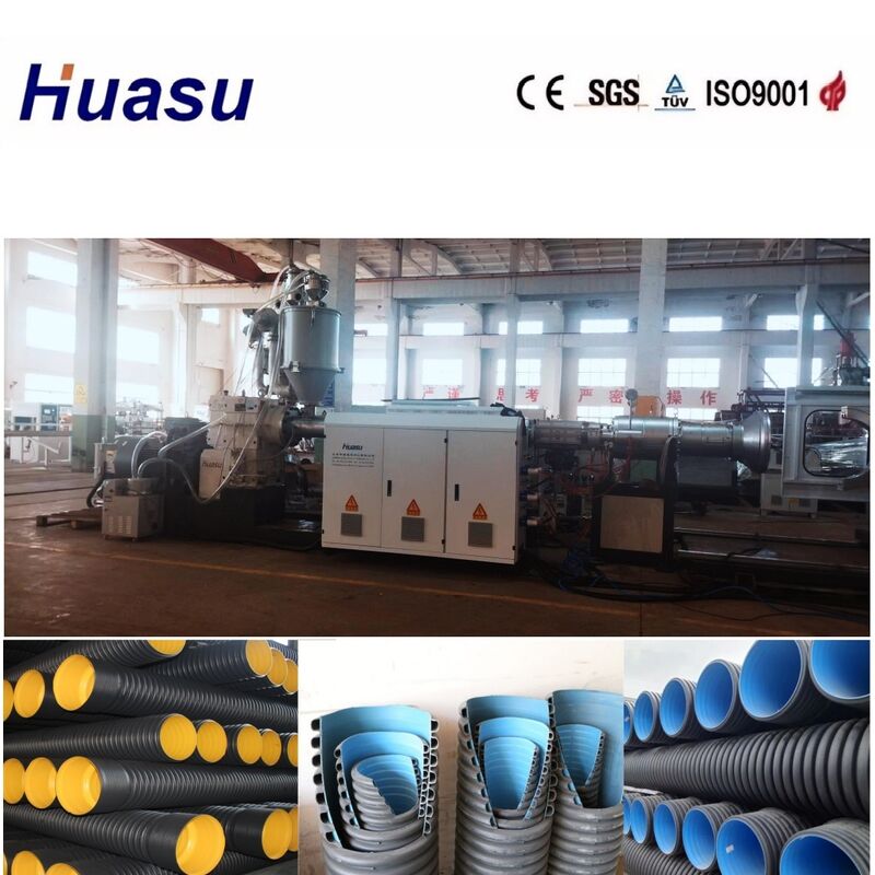 Double Wall Corrugated Pipe Extrusion Line with Belling-on-line Expansion Mode PLC Control for 32-1600mm Diameter Pipes