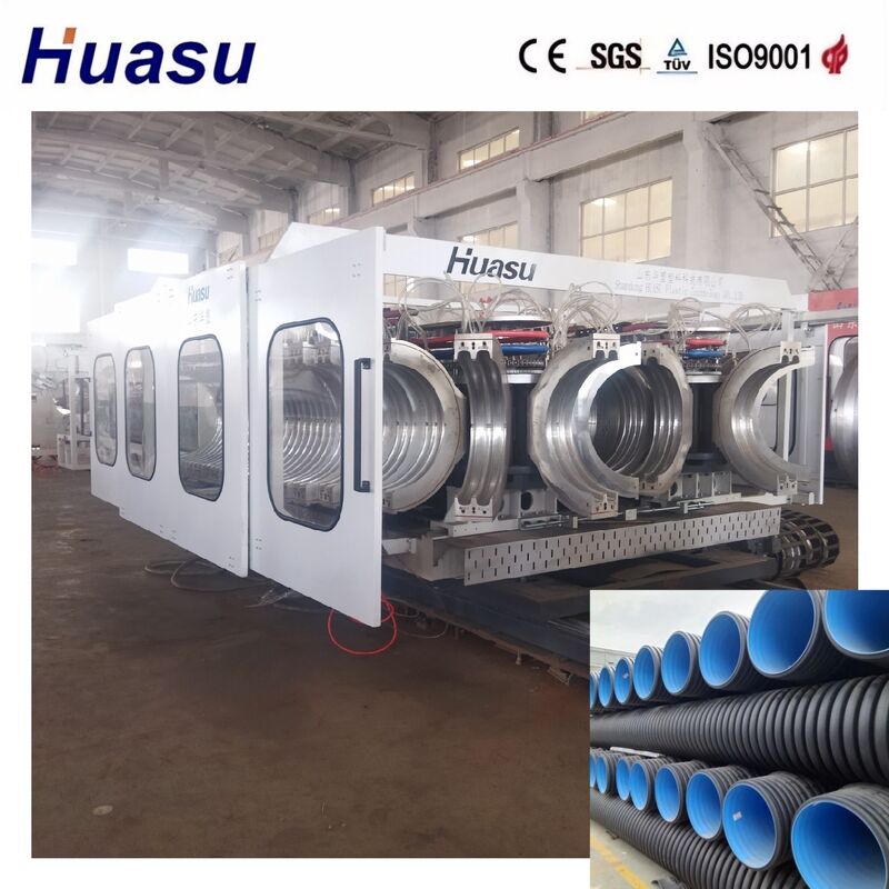 Double Wall Corrugated Pipe Extrusion Line with Aluminium Alloy Mould PLC Control for 32-1600mm Pipe Diameter