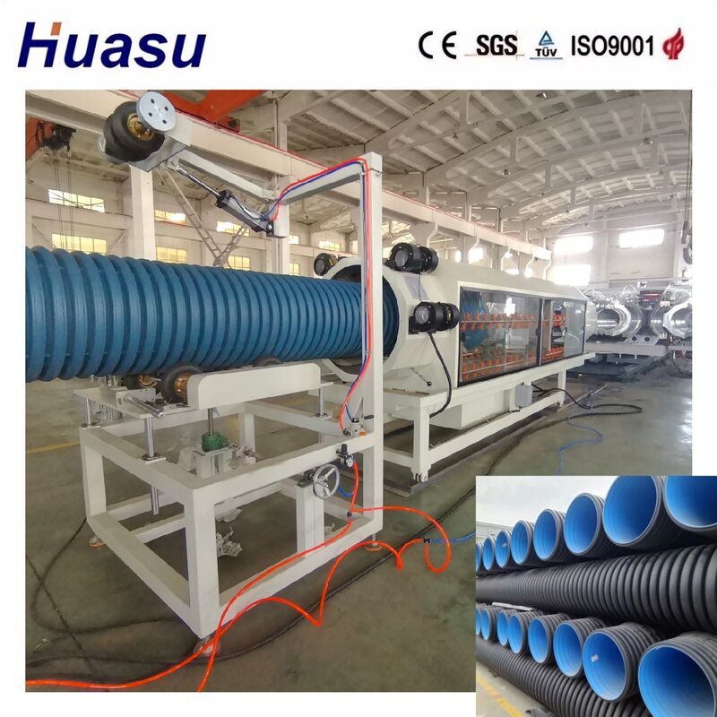Telecom Electricity Cable Plastic HDPE Dual Wall Corrugated Pipe Extrusion Machine