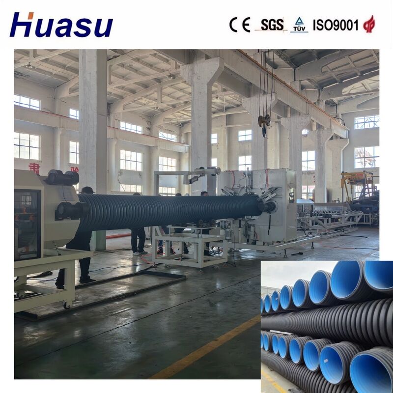 Telecom Electricity Cable Plastic HDPE Dual Wall Corrugated Pipe Extrusion Machine