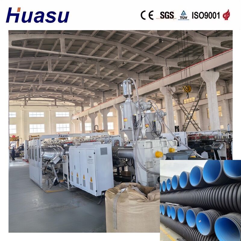 PLC Controlled Double Wall Corrugated Pipe Extrusion Line for High Productivity with 32-1600mm Diameter Range