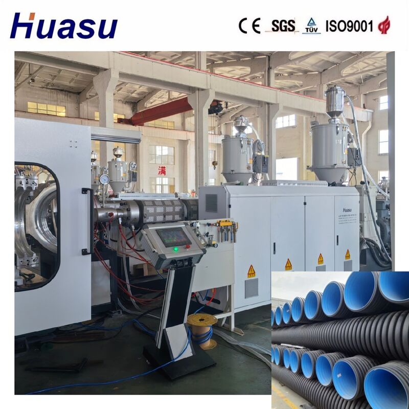 Telecom Electricity Cable Plastic HDPE Dual Wall Corrugated Pipe Extrusion Machine