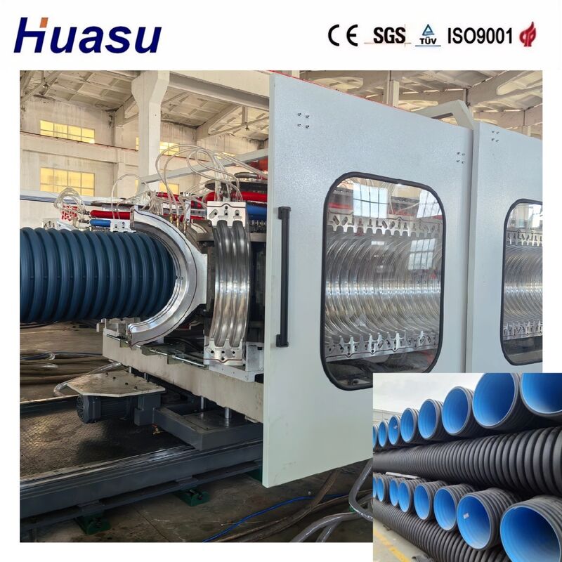 Telecom Electricity Cable Plastic HDPE Dual Wall Corrugated Pipe Extrusion Machine