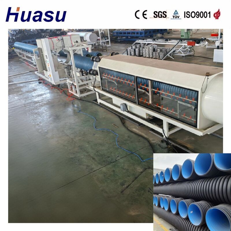 PLC Controlled Double Wall Corrugated Pipe Extrusion Line for High Productivity with 32-1600mm Diameter Range