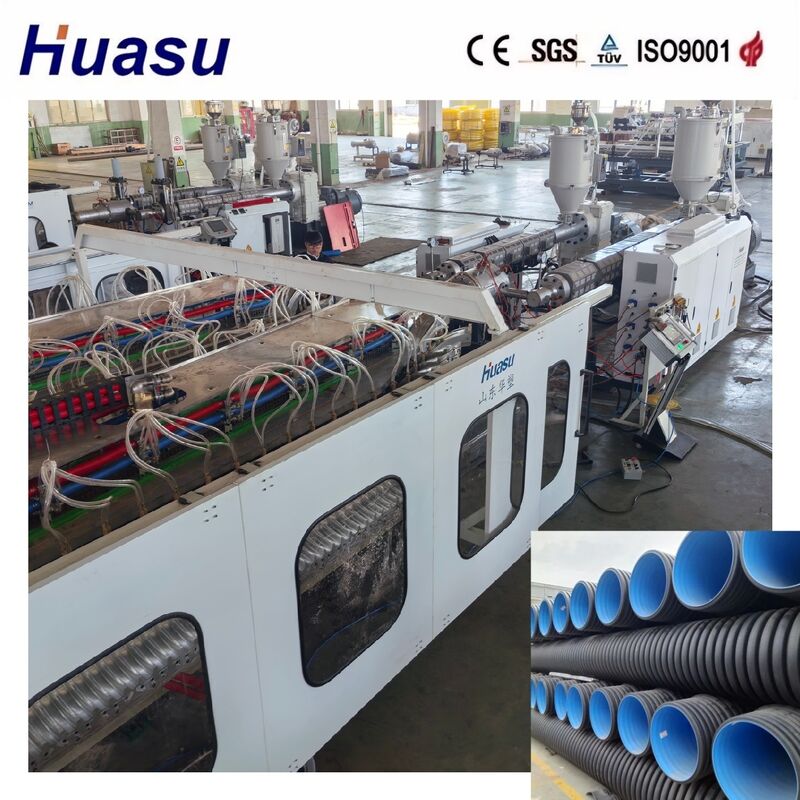 High Productivity Double Wall Corrugated Pipe Extrusion Line for HDPE/PE/PP/PVC/MPP with 32-1600mm Pipe Diameter