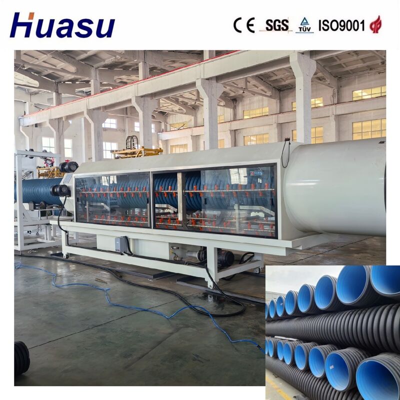 Telecom Electricity Cable Plastic HDPE Dual Wall Corrugated Pipe Extrusion Machine