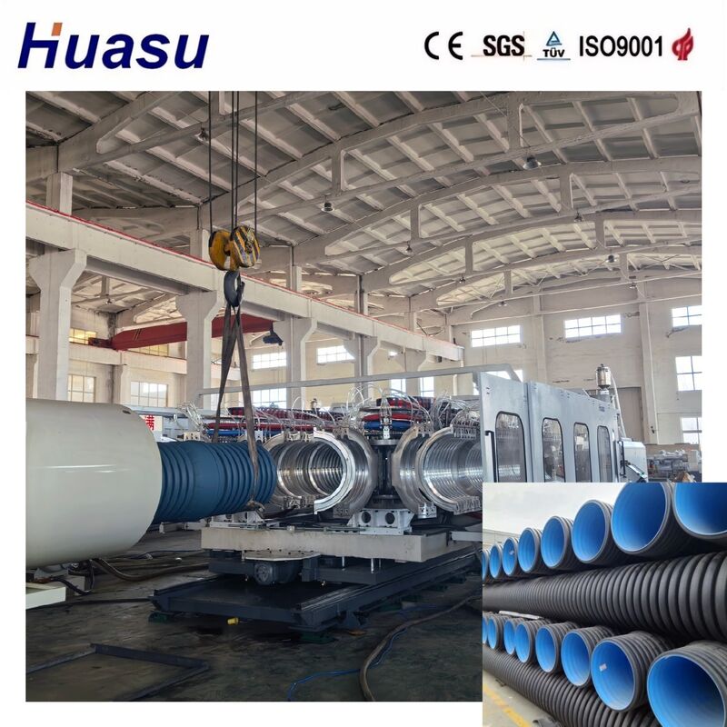PLC Controlled Double Wall Corrugated Pipe Extrusion Line for 32-1600mm Diameter with High Productivity