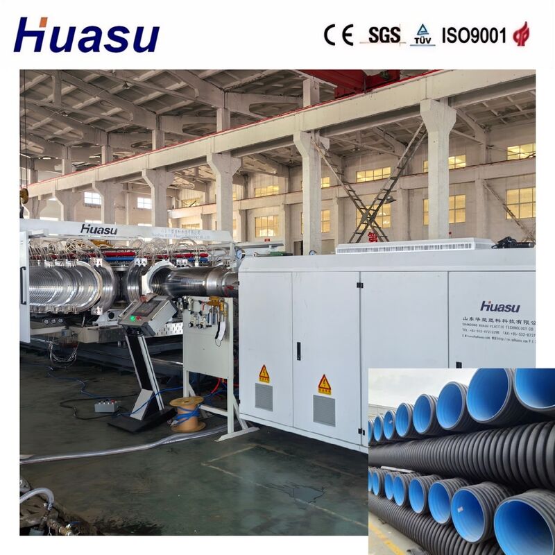 PLC Controlled Double Wall Corrugated Pipe Extrusion Line for 32-1600mm Diameter with High Productivity