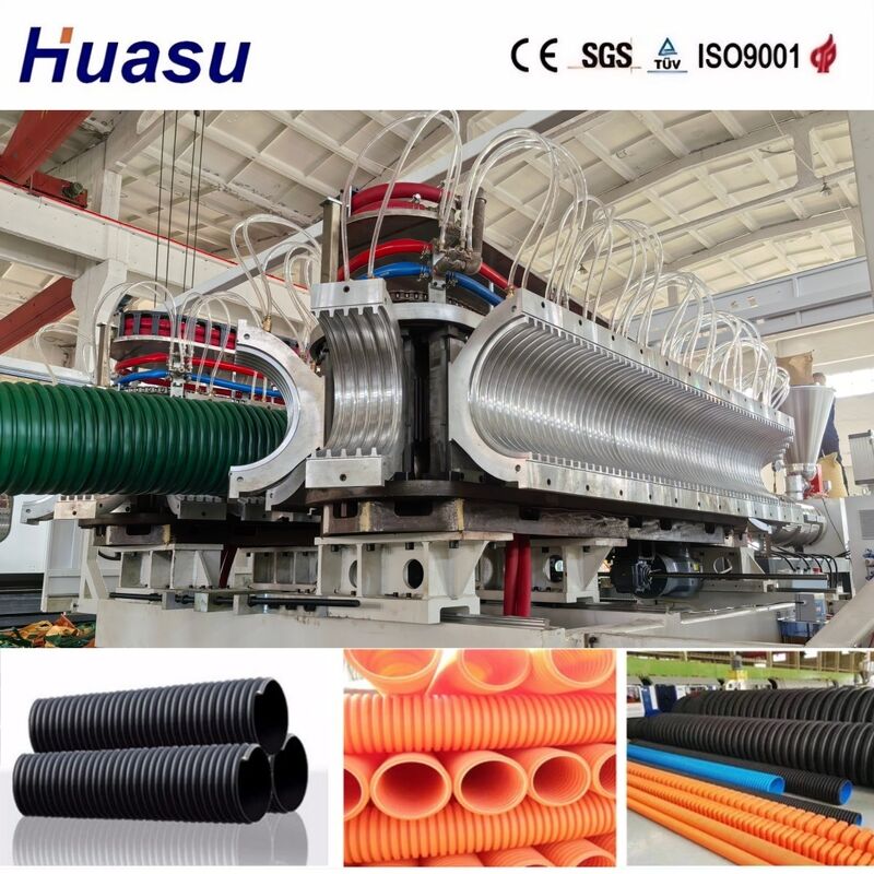 PLC Controlled Double Wall Corrugated Pipe Extrusion Line for High Productivity with 32-1600mm Pipe Diameter