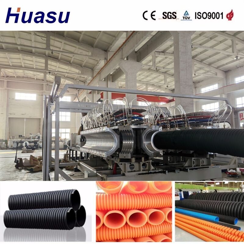 PLC Controlled Double Wall Corrugated Pipe Extrusion Line for High Productivity with 32-1600mm Pipe Diameter