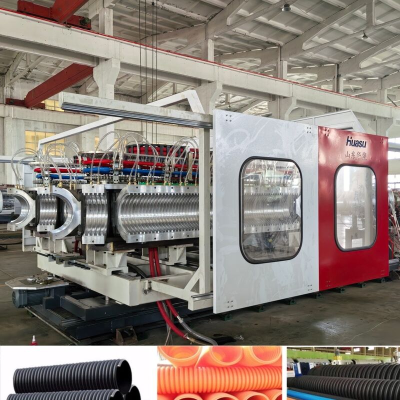 PLC Controlled Double Wall Corrugated Pipe Extrusion Line for High Productivity with 32-1600mm Pipe Diameter