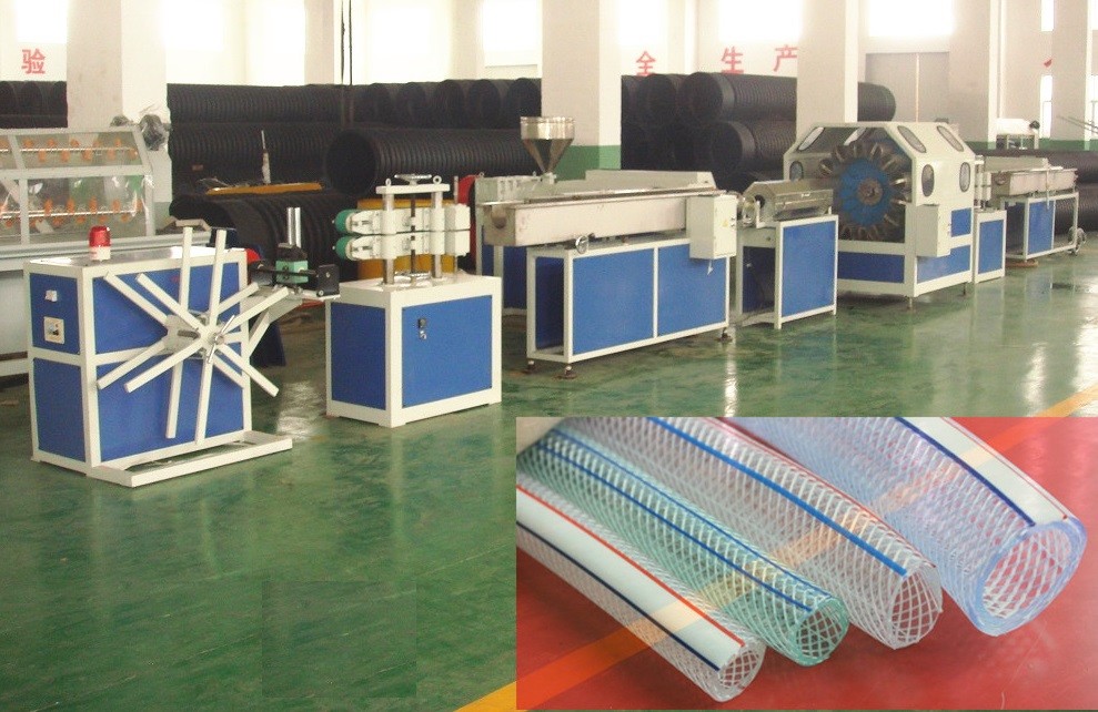 PVC Fiber Enhancing Hose Extrusion Line / Corrugated PVC Pipe Production Line
