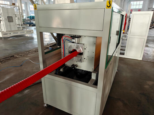 Double Wall Corrugated Pipe Extrusion Line with Pressure Water Cooling Continuously, Siemens Brand Electrical Parts, and 100kg/h - 2000kg/h Production Capacity