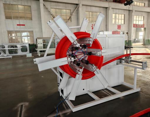 Double Wall Corrugated Pipe Extrusion Line with Pressure Water Cooling Continuously Featuring Siemens Brand Electrical Parts and 100kg/h - 2000kg/h Production Capacity