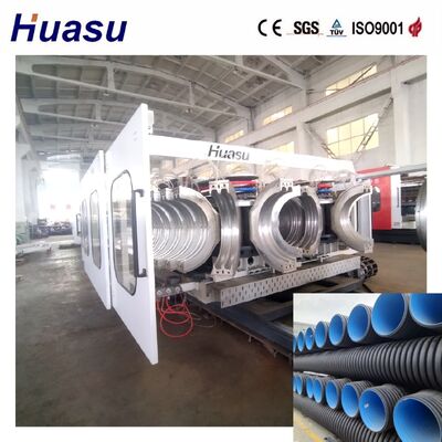 Horizontal 32-1600mm Pipe Diameter 60-2000kg/h Capacity Energy Saving Double Wall Corrugated Pipe Extrusion Line